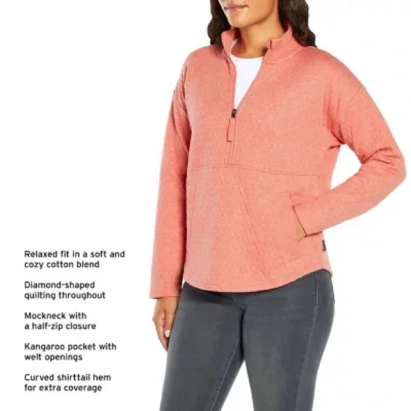 Eddie Bauer quilted half zip pullover sweater plus pink long sleeve XXlarge 2x - Picture 4 of 12